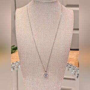 Moissanite Dazzling Silver Crystal Necklace NWT